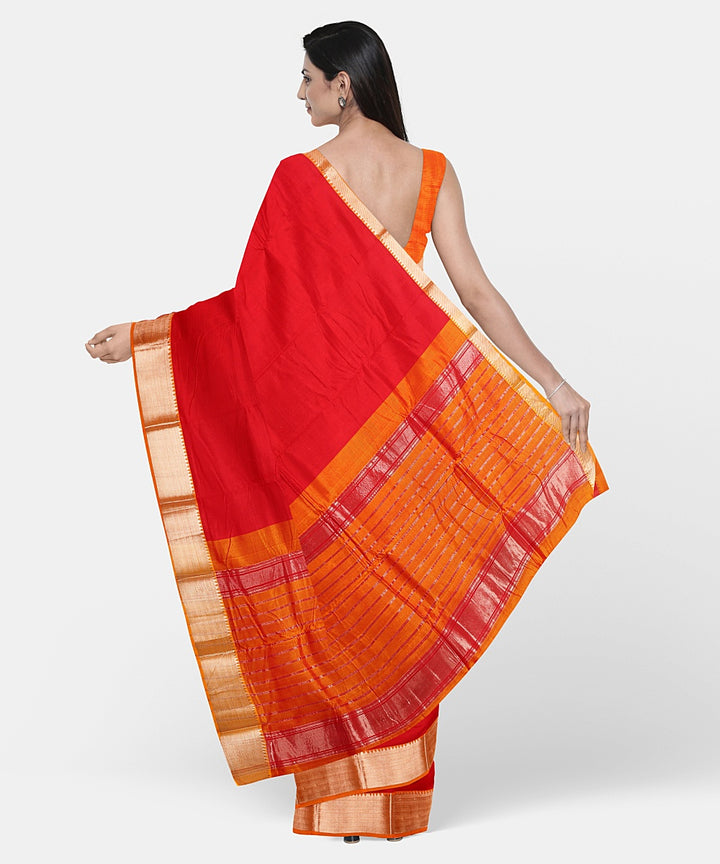 Red handwoven mangalagiri cotton silk saree