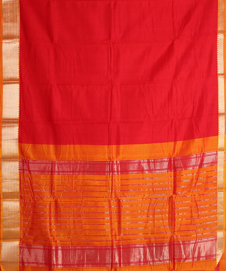 Red handwoven mangalagiri cotton silk saree