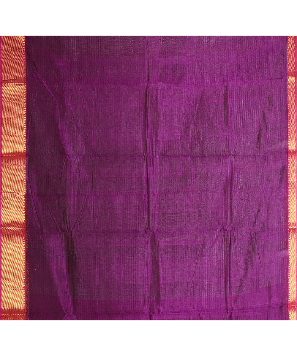 Grey purple handwoven mangalagiri cotton silk saree