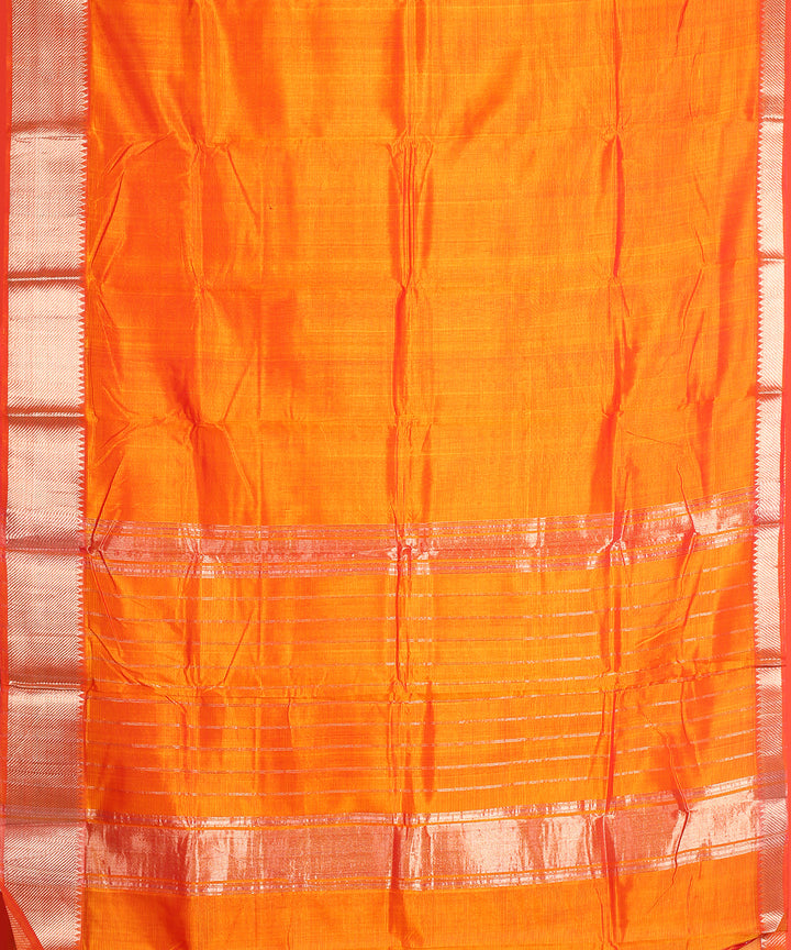 Orange handloom mangalagiri cotton silk saree