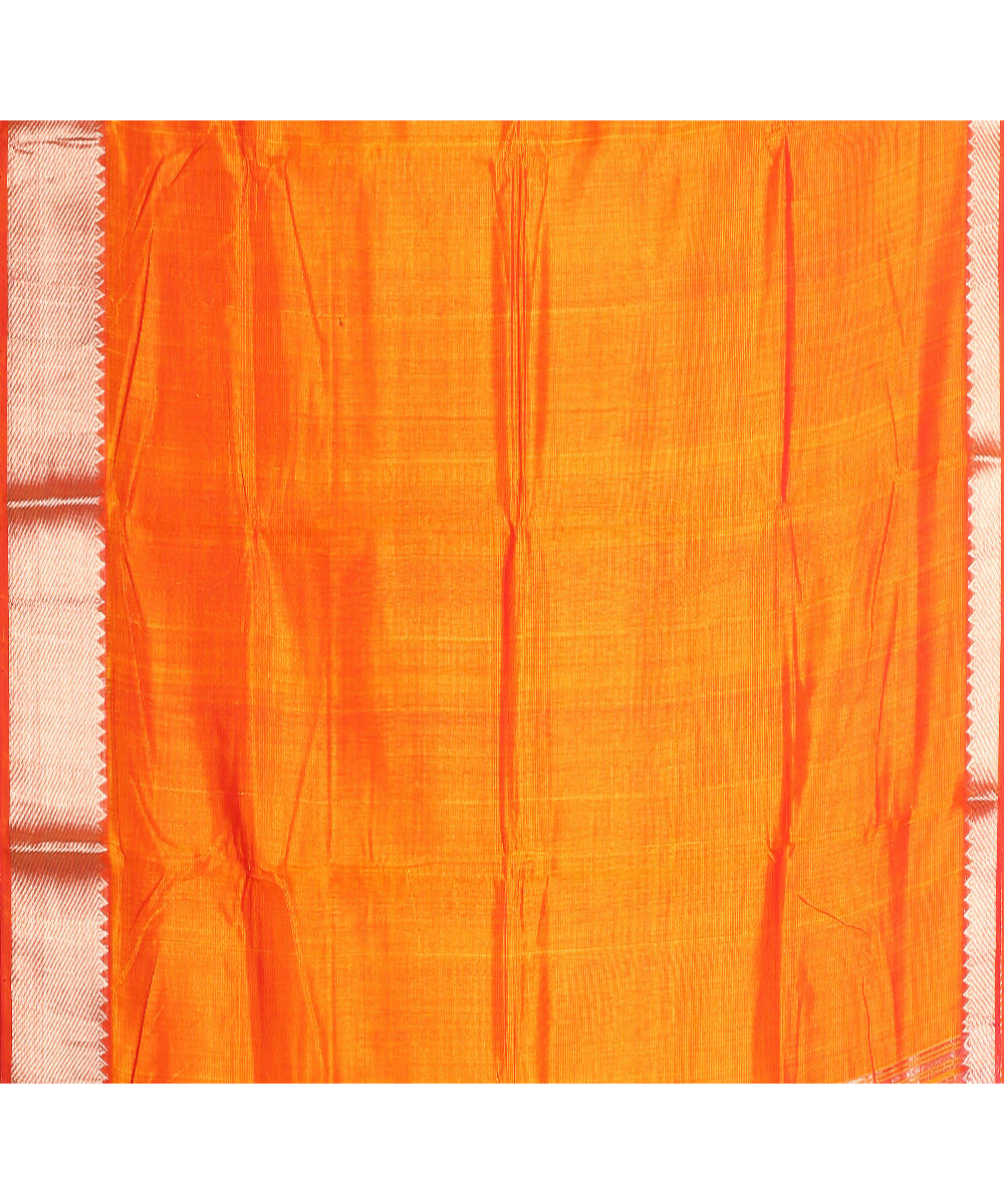 Orange handloom mangalagiri cotton silk saree