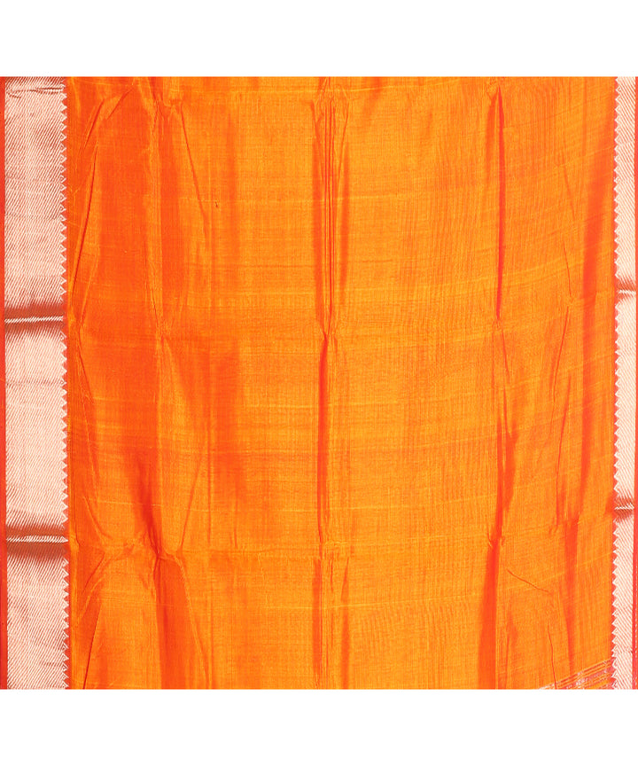 Orange handloom mangalagiri cotton silk saree