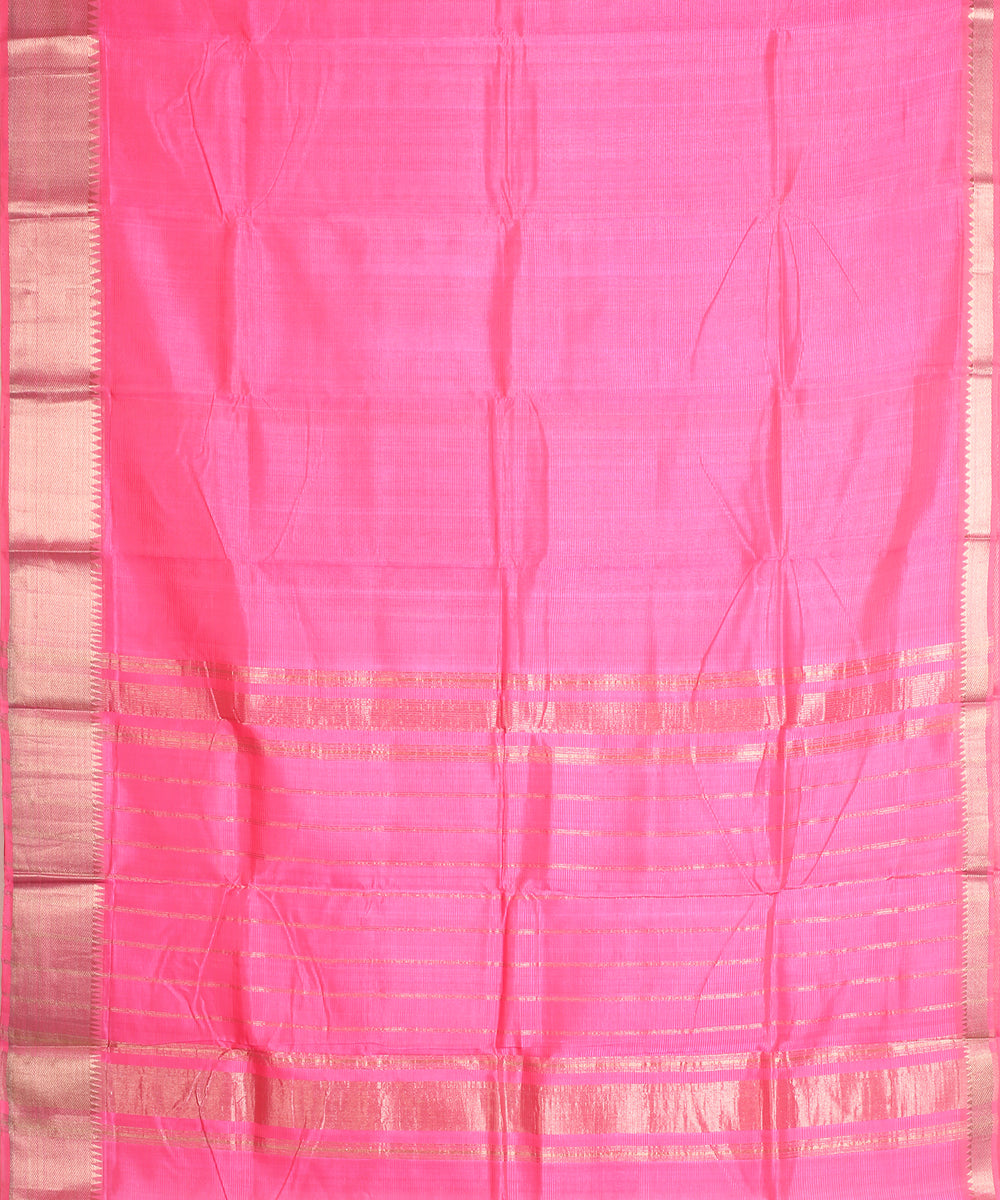 Pink handwoven cotton silk mangalagiri saree