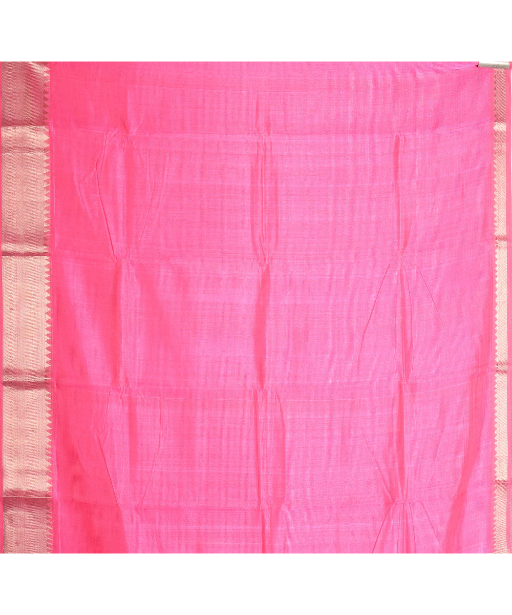 Pink handwoven cotton silk mangalagiri saree