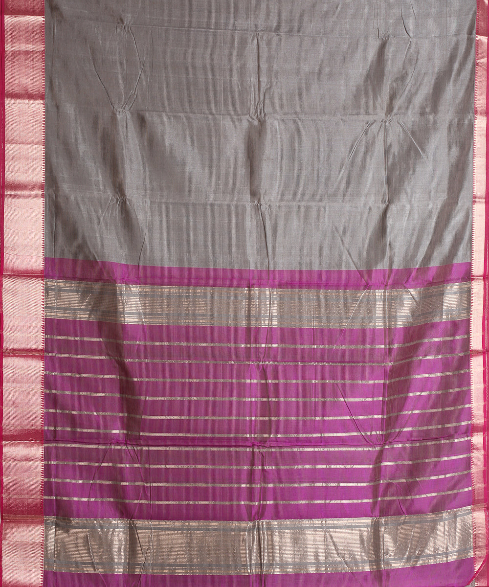 Grey handwoven mangalagiri cotton silk saree