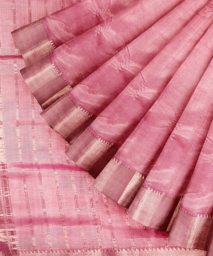 Pink handwoven mangalagiri cotton silk saree