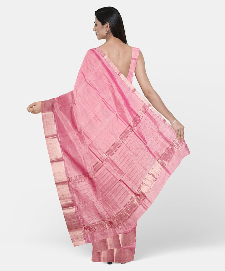 Pink handwoven mangalagiri cotton silk saree
