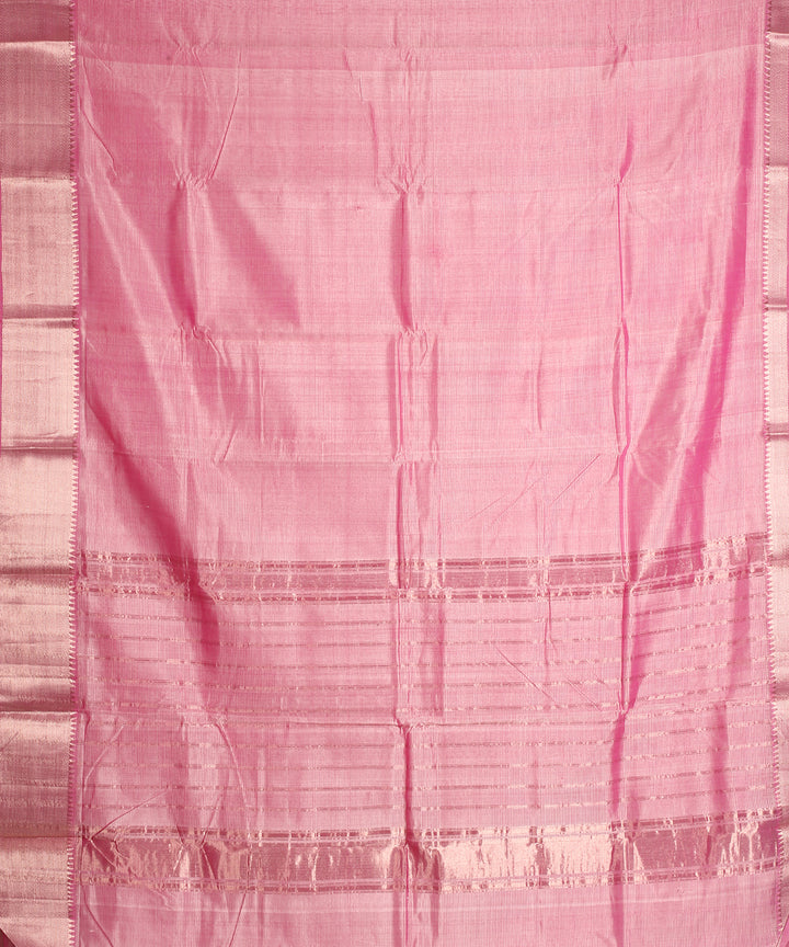 Pink handwoven mangalagiri cotton silk saree
