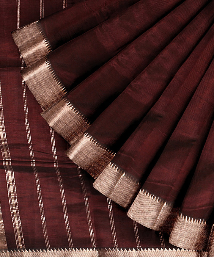 Brown handwoven mangalagiri cotton silk saree