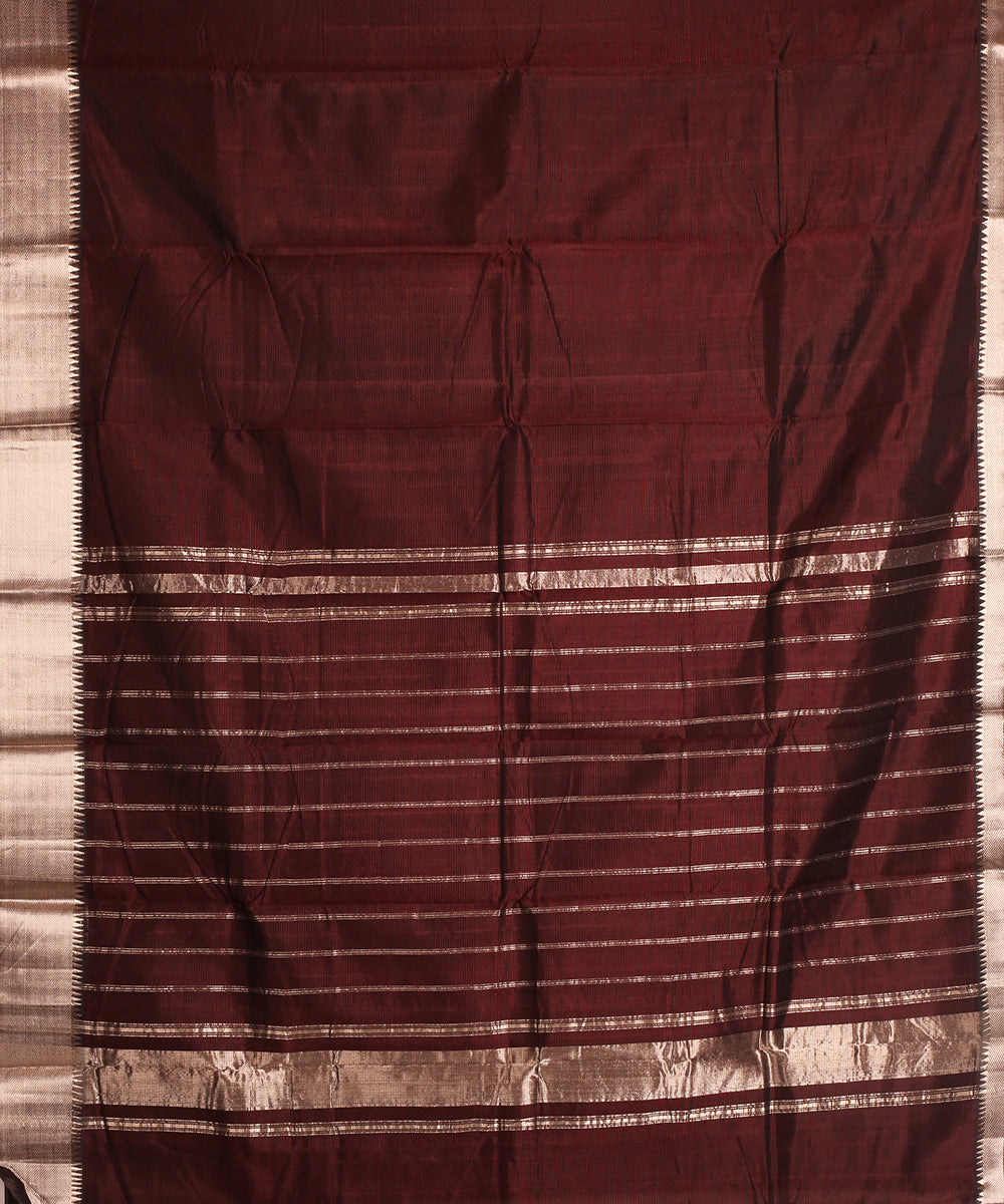 Brown handwoven mangalagiri cotton silk saree