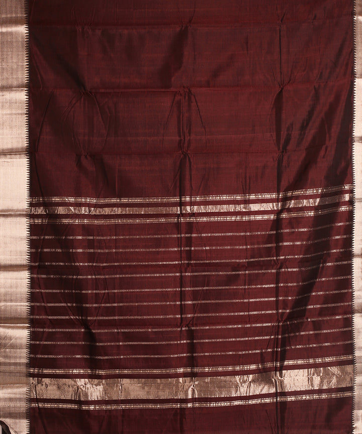 Brown handwoven mangalagiri cotton silk saree