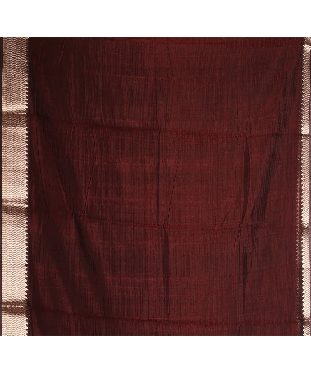 Brown handwoven mangalagiri cotton silk saree