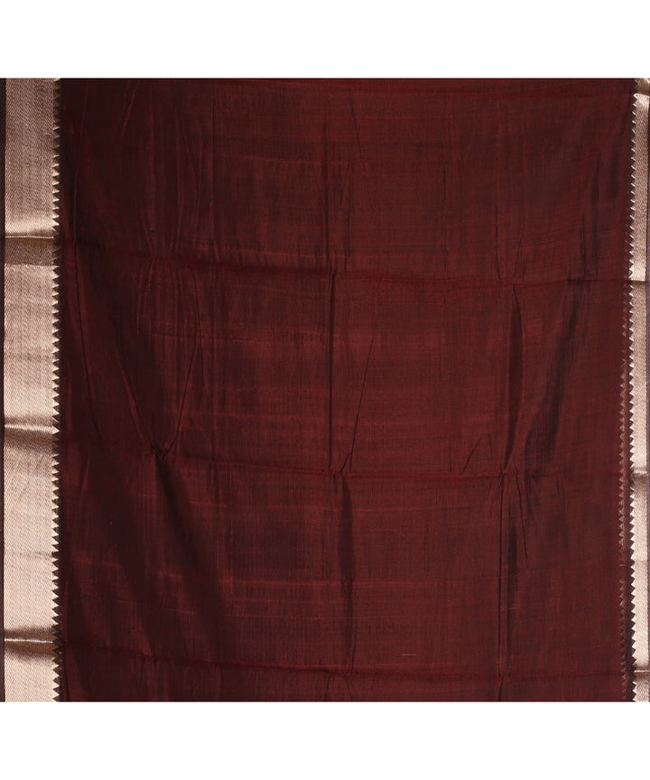 Brown handwoven mangalagiri cotton silk saree
