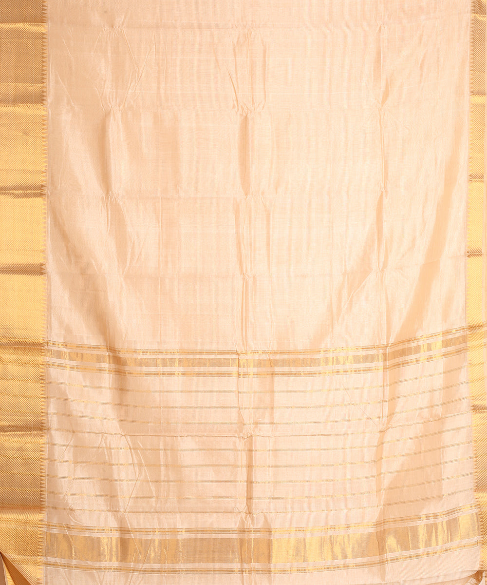 White handwoven mangalagiri cotton silk saree