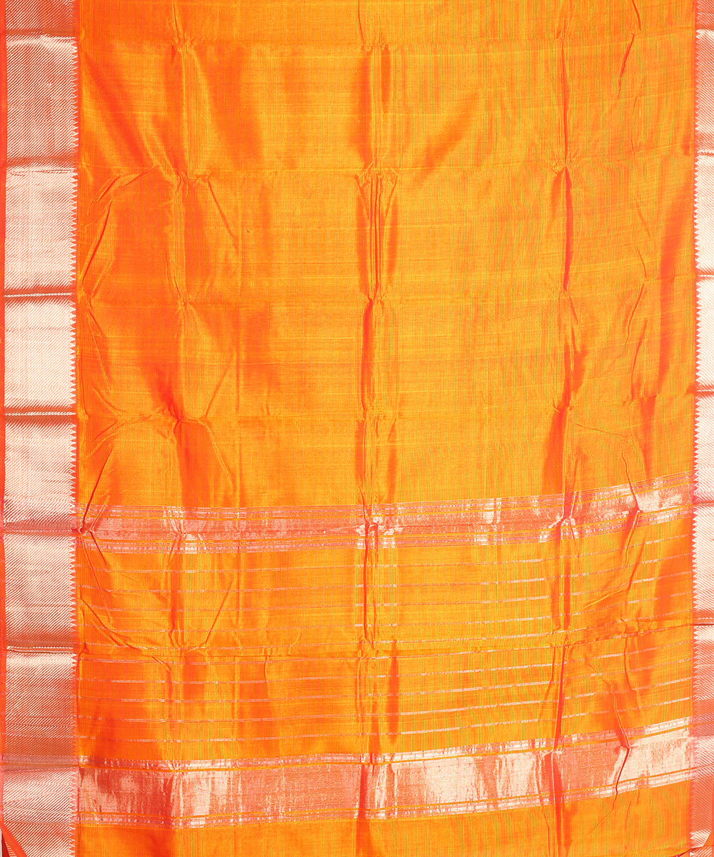 Orange handwoven mangalagiri cotton silk saree