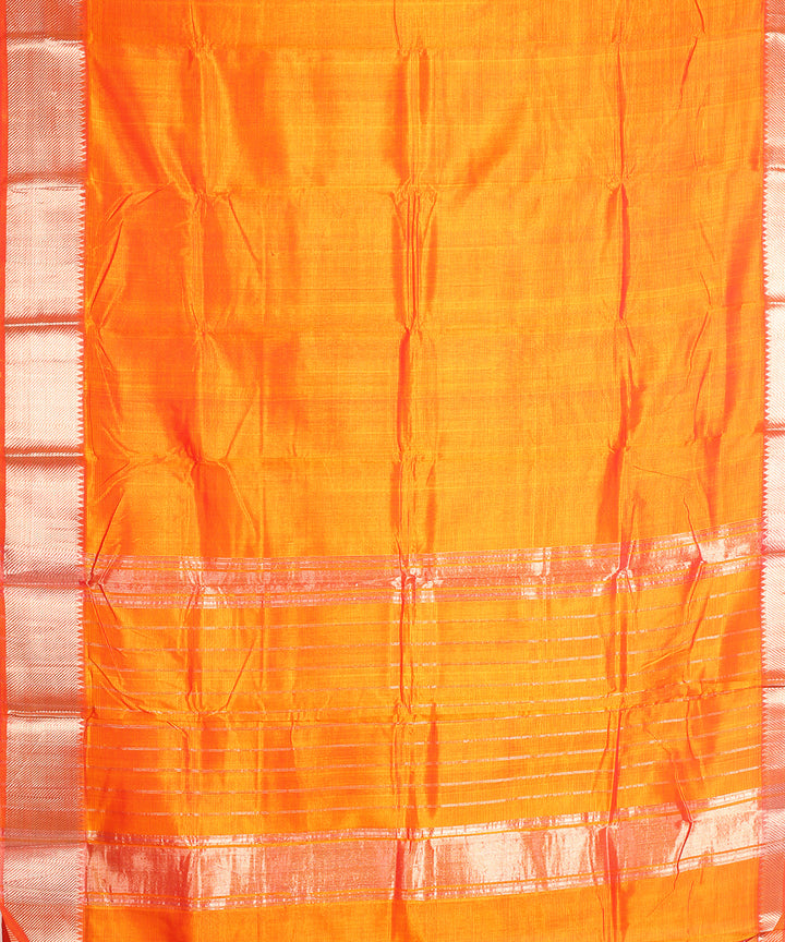 Orange handwoven mangalagiri cotton silk saree