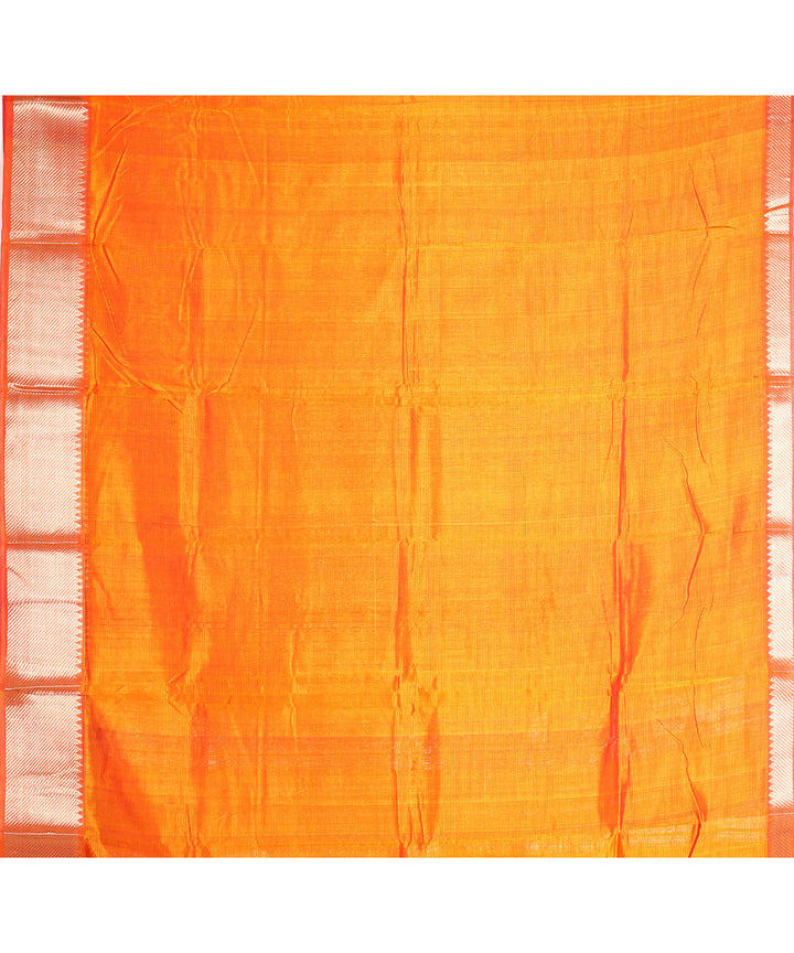 Orange handwoven mangalagiri cotton silk saree