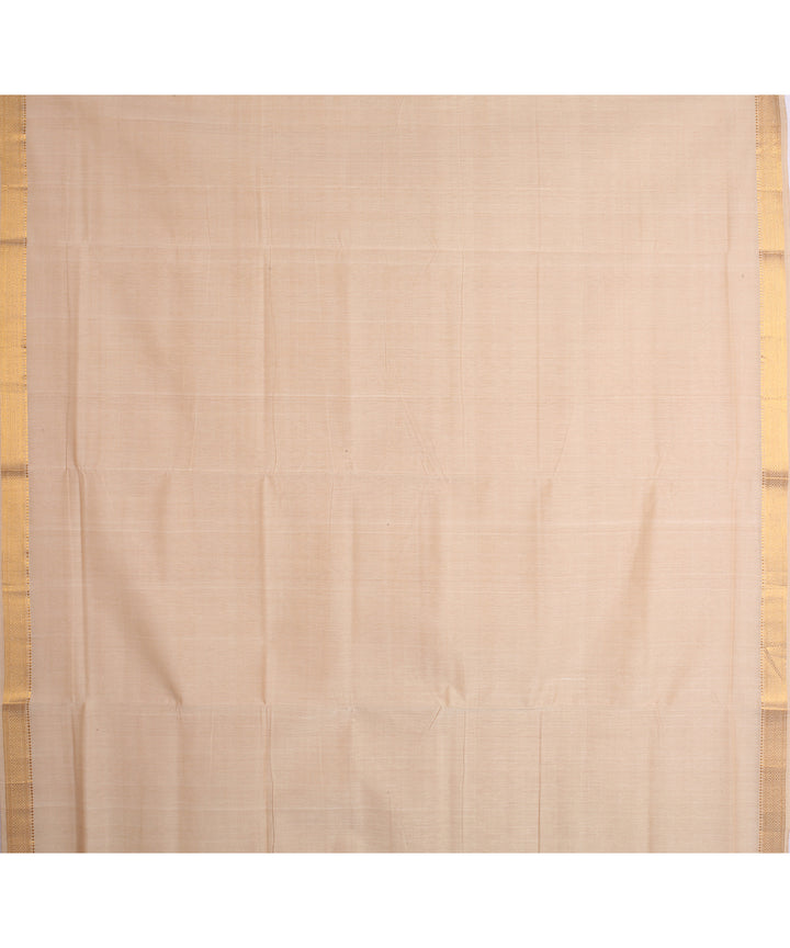 Beige gold zari border handwoven mangalagiri cotton saree