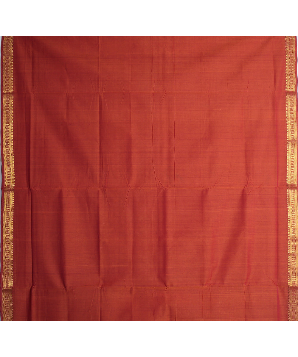 Brown gold zari border handloom mangalagiri cotton saree