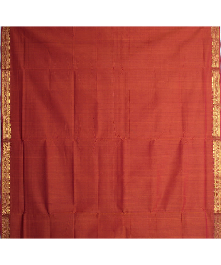 Brown gold zari border handloom mangalagiri cotton saree