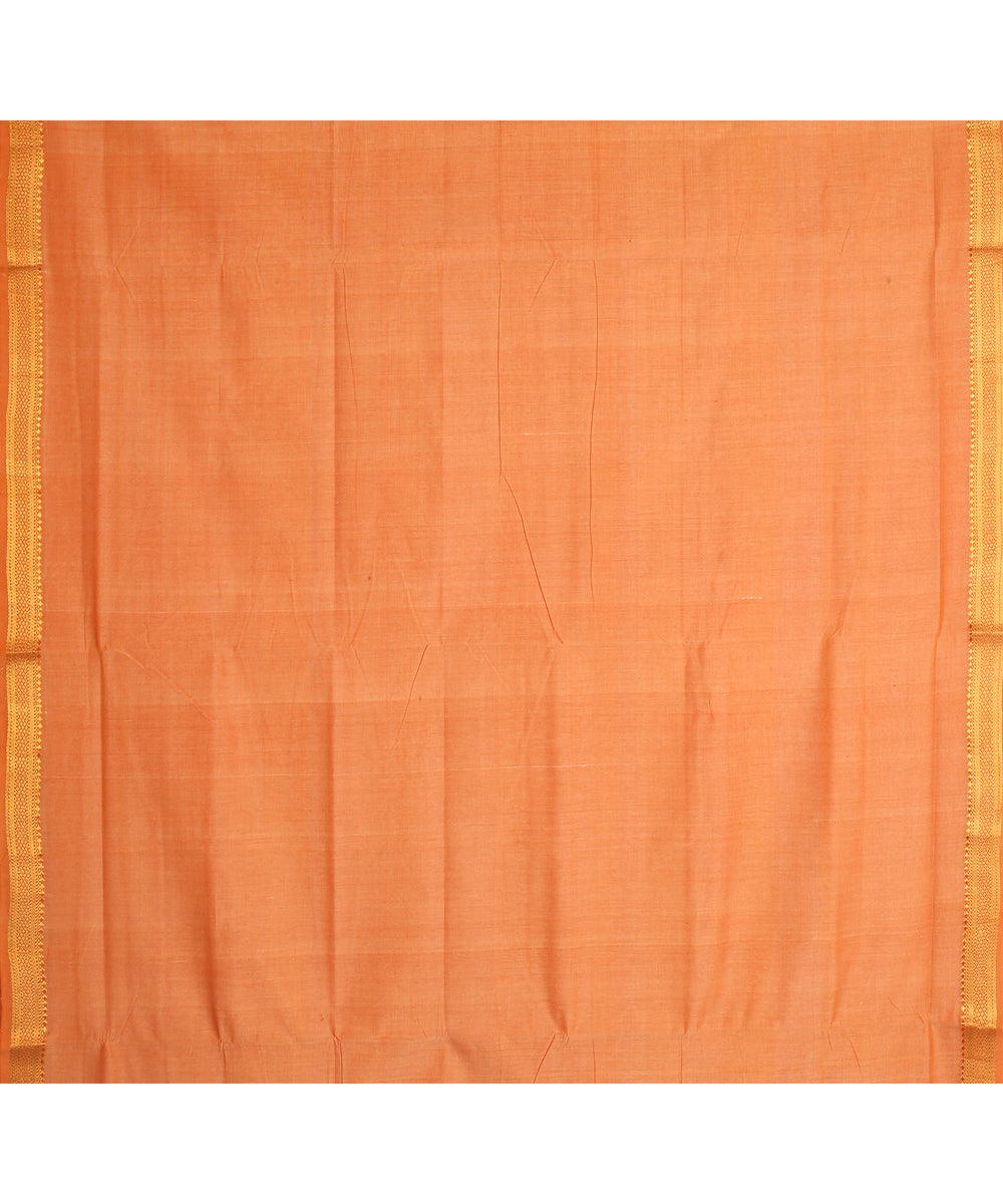 Orange gold zari border cotton handwoven mangalagiri saree