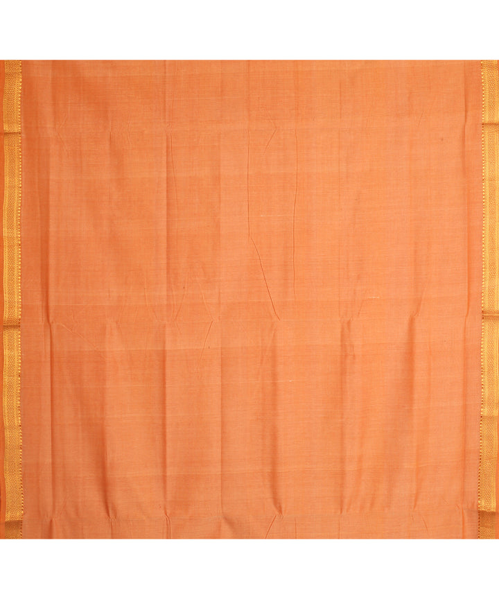 Orange gold zari border cotton handwoven mangalagiri saree