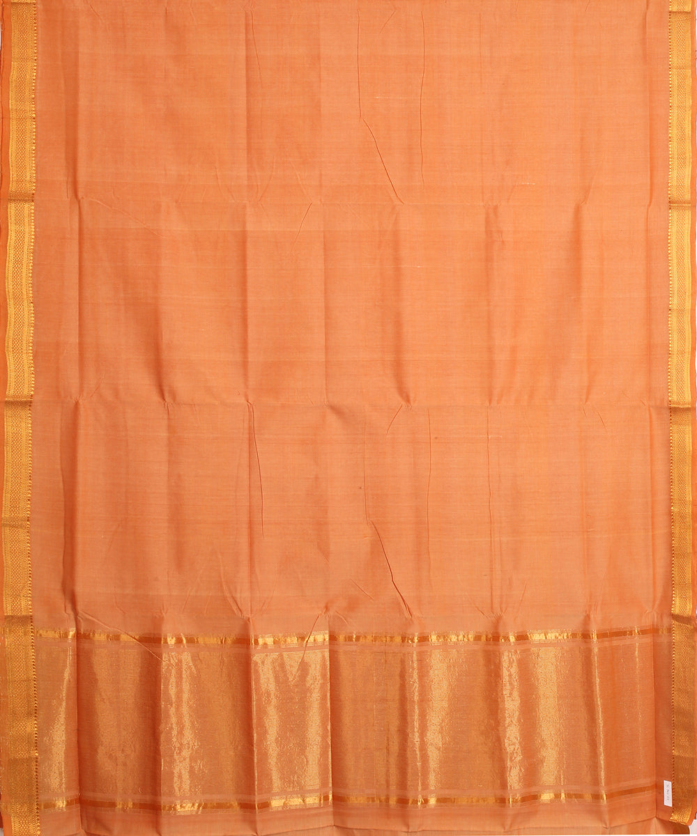 Orange gold zari border cotton handwoven mangalagiri saree