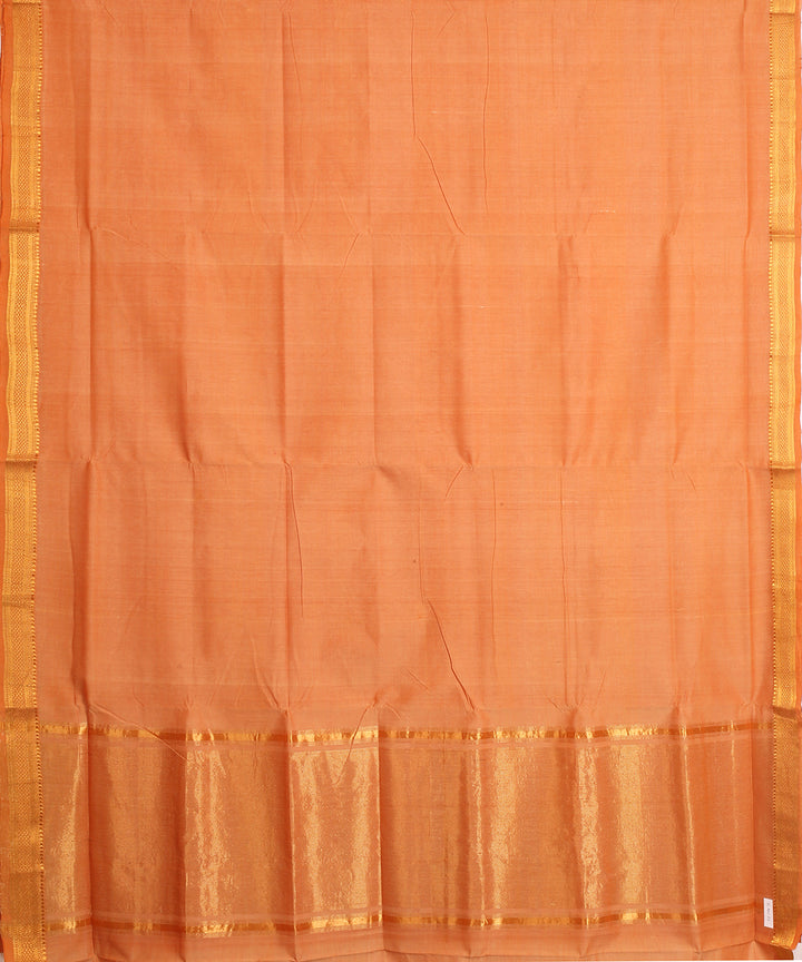 Orange gold zari border cotton handwoven mangalagiri saree