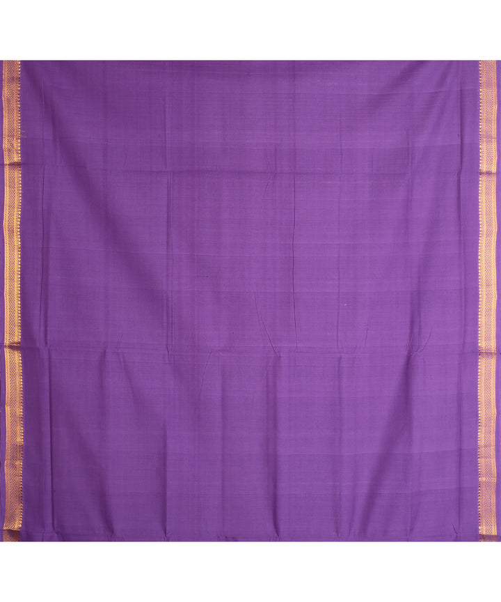 Purple gold zari border handwoven mangalagiri cotton saree