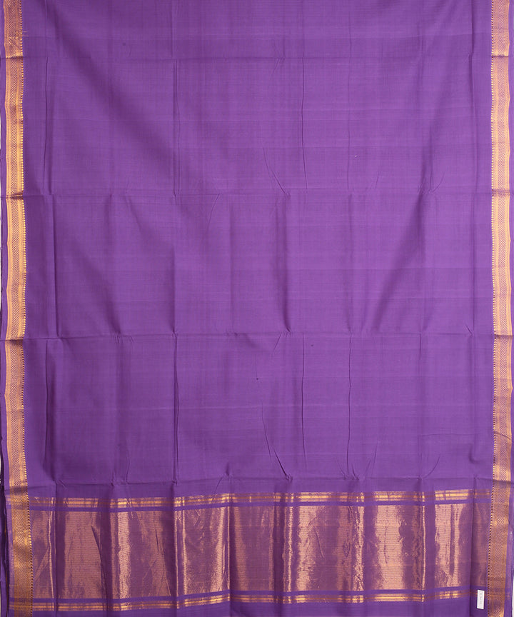 Purple gold zari border handwoven mangalagiri cotton saree