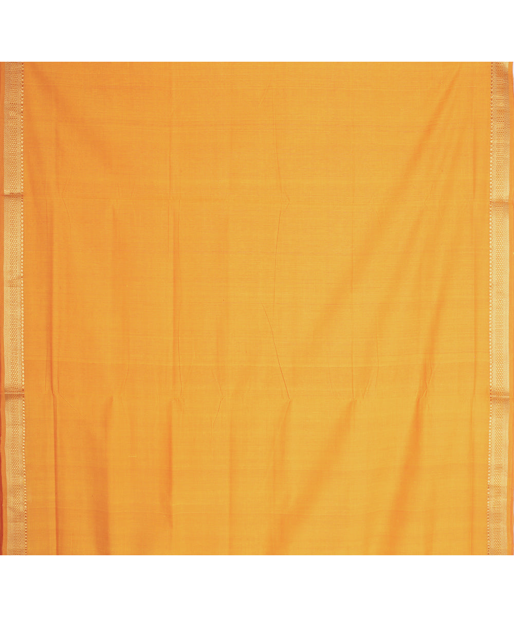 Yellow gold zari border mangalagiri handwoven cotton saree