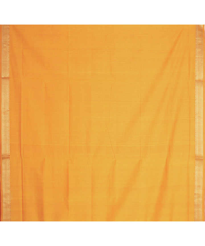 Yellow gold zari border mangalagiri handwoven cotton saree
