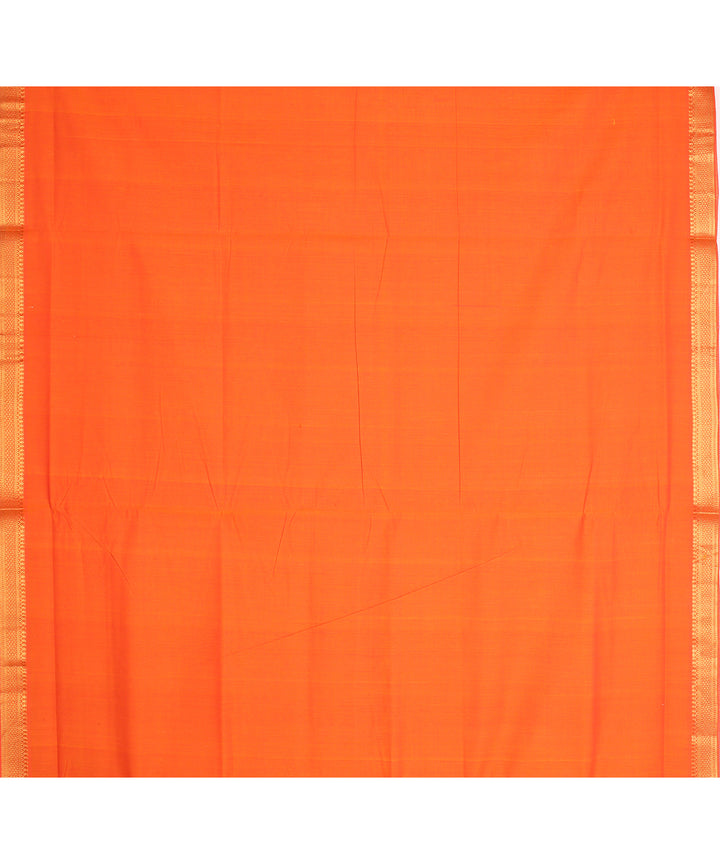 Orange gold zari border handwoven mangalagiri cotton saree