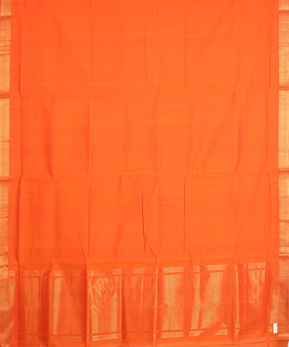 Orange gold zari border handwoven mangalagiri cotton saree