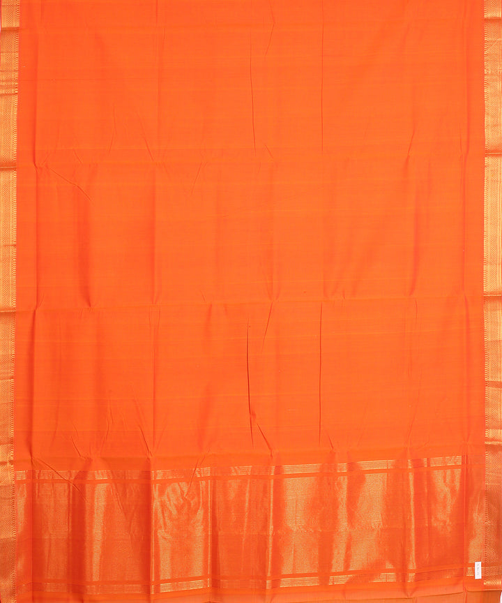 Orange gold zari border handwoven mangalagiri cotton saree