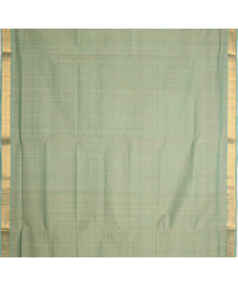 Light green gold zari border handwoven cotton mangalagiri saree