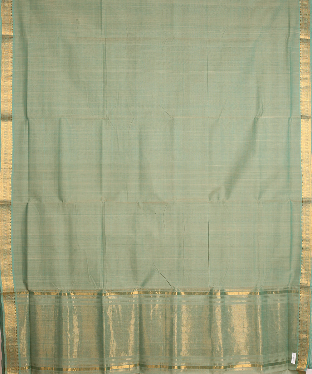 Light green gold zari border handwoven cotton mangalagiri saree