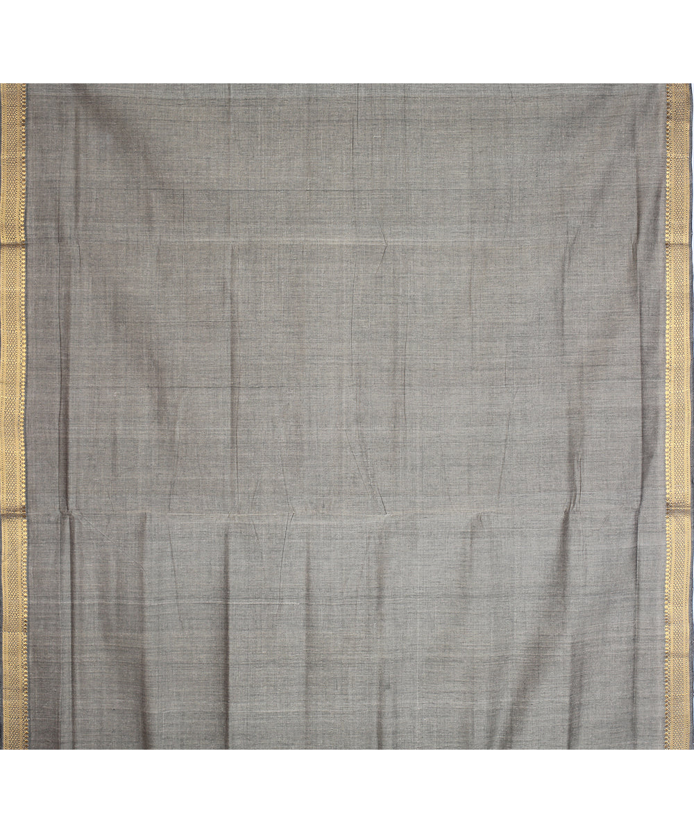 Grey gold zari border mangalagiri handloom cotton saree