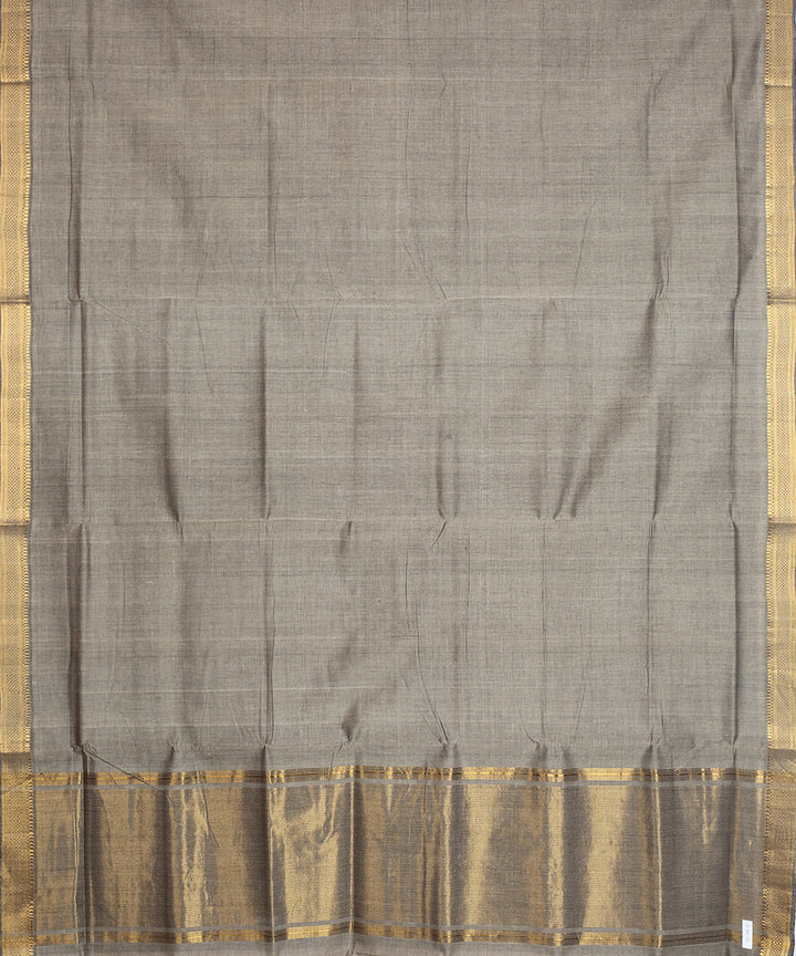 Grey gold zari border mangalagiri handloom cotton saree
