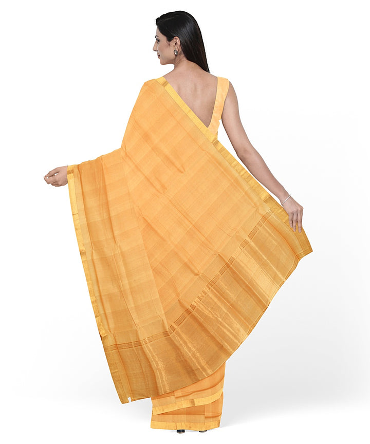 Cream gold zari border handwoven mangalagiri cotton saree