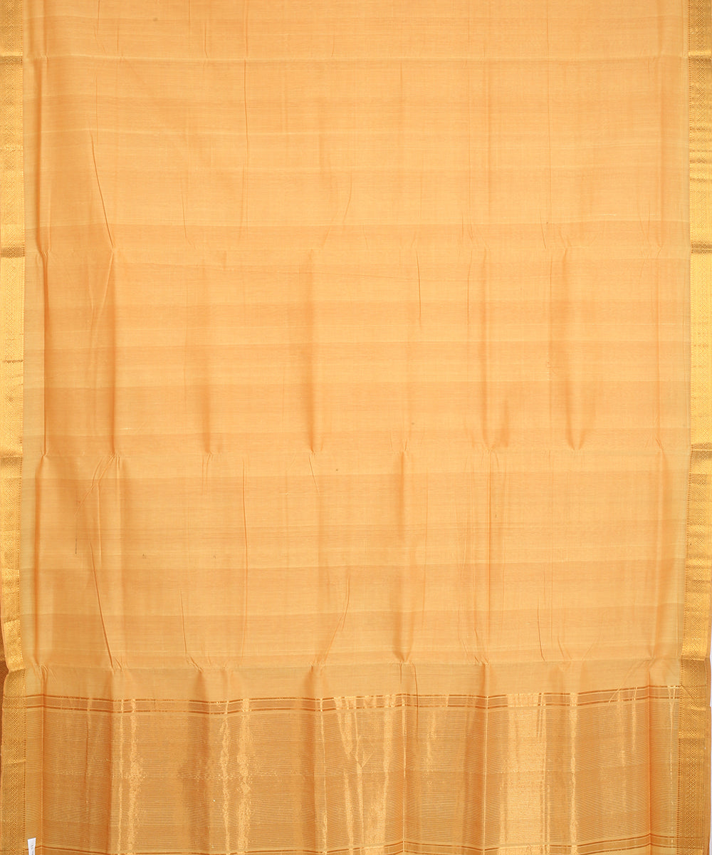 Cream gold zari border handwoven mangalagiri cotton saree
