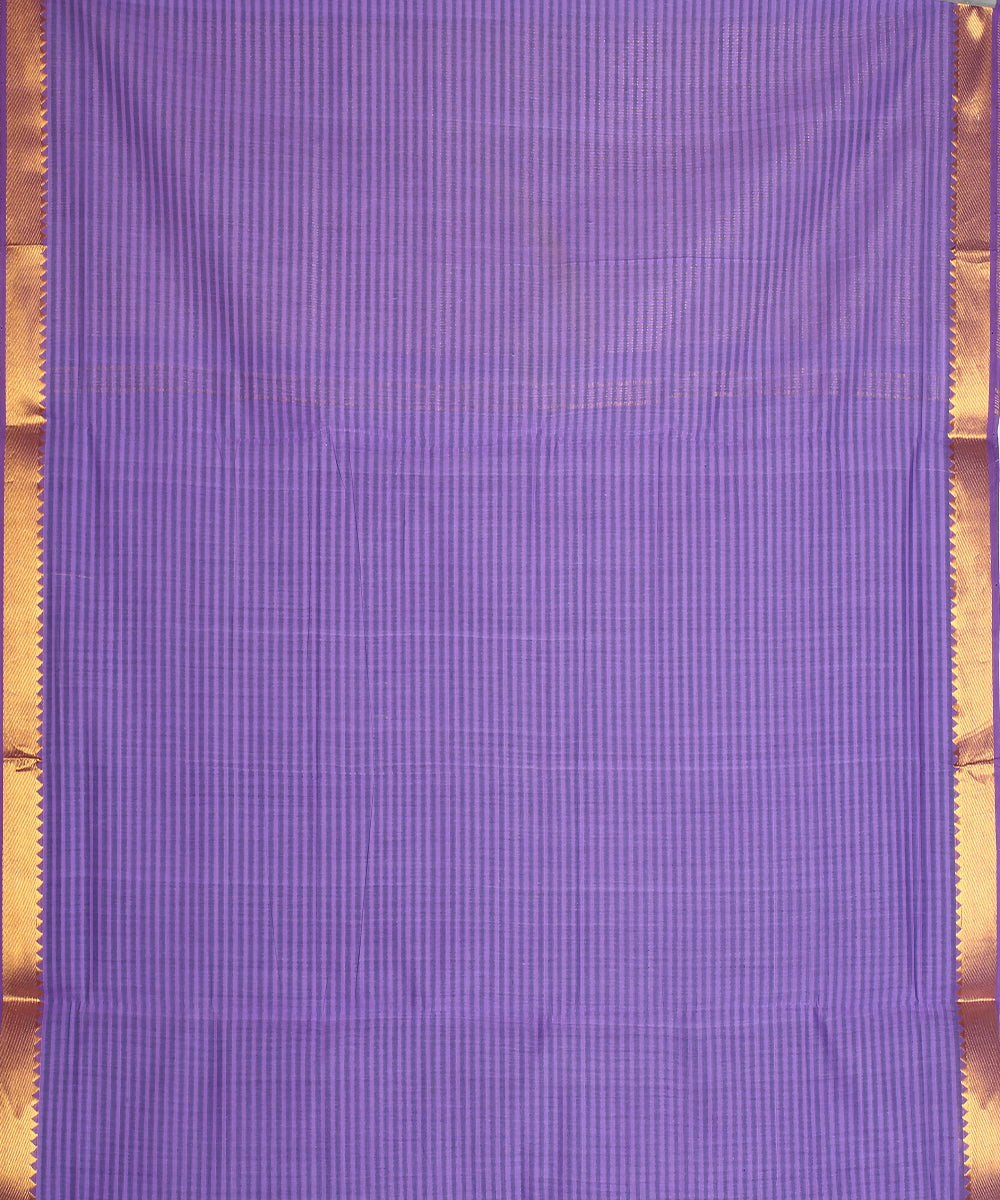 Purple gold zari missing checks handwoven mangalagiri cotton saree