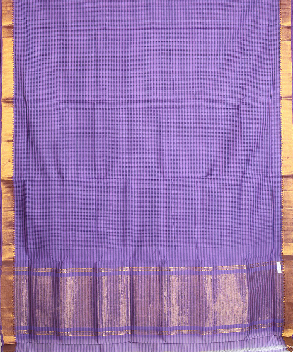 Purple gold zari missing checks handwoven mangalagiri cotton saree