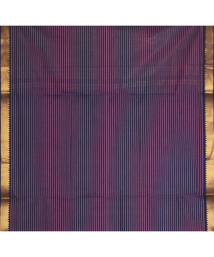 Violet gold zari missing checks handwoven mangalagiri cotton saree