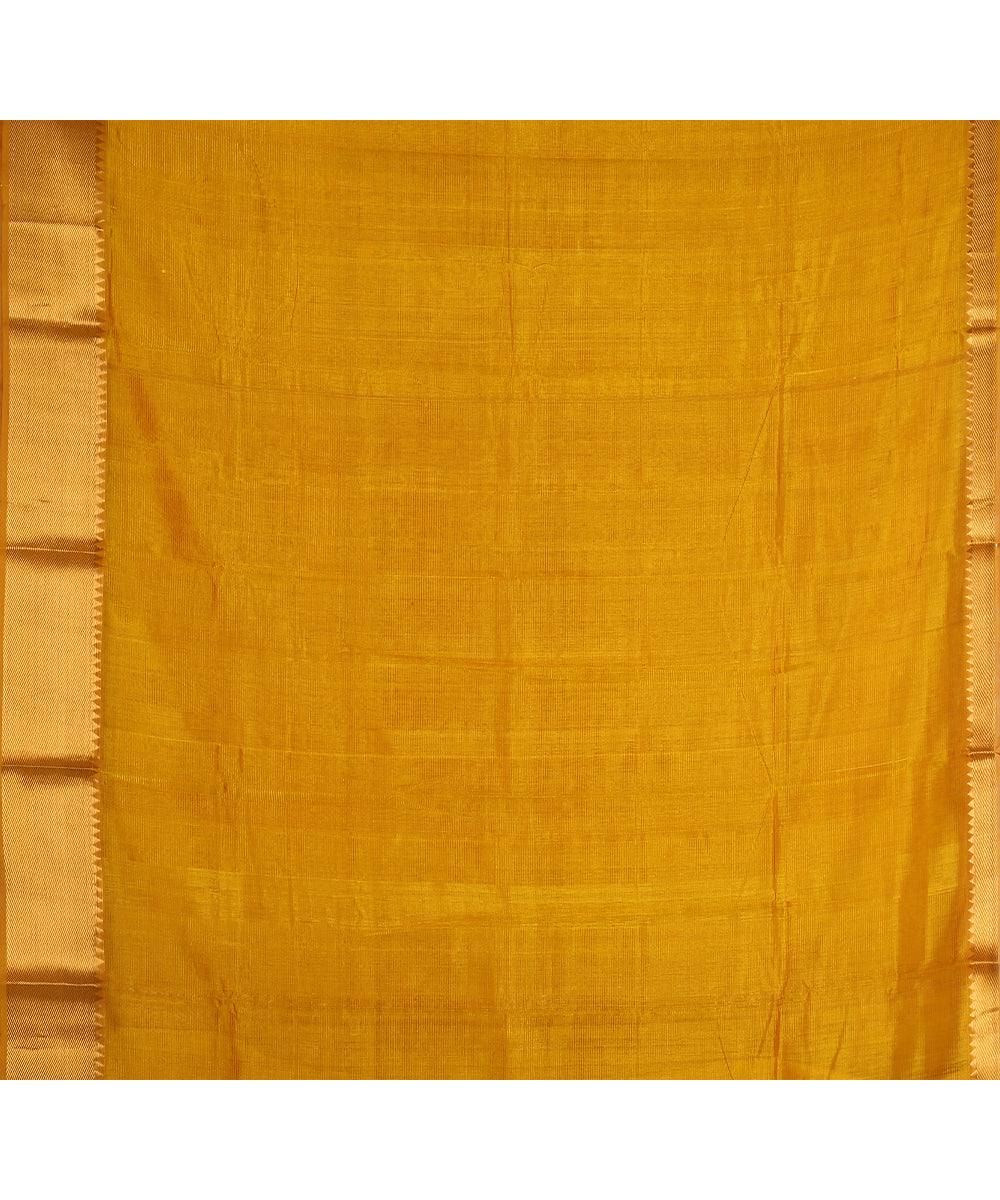 Mustard gold zari border handwoven mangalagiri cotton silk saree