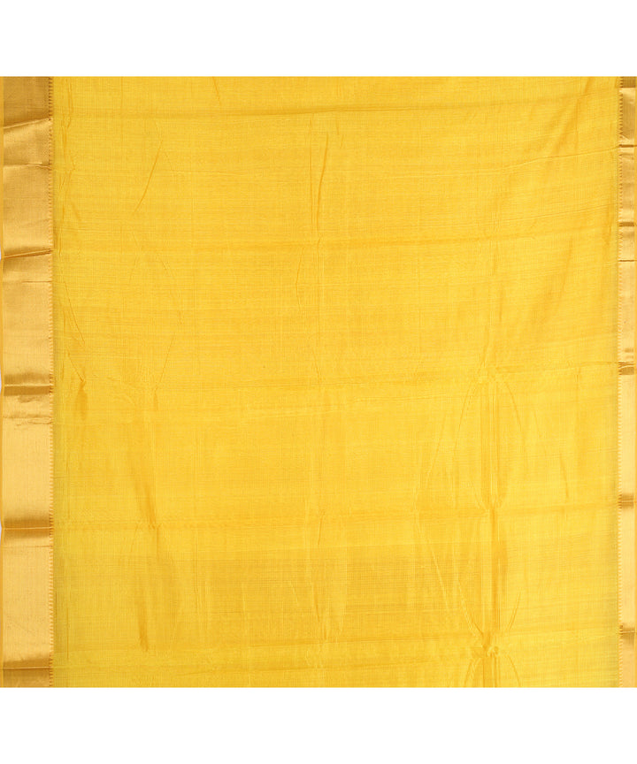 Yellow gold zari border handwoven mangalagiri cotton silk saree