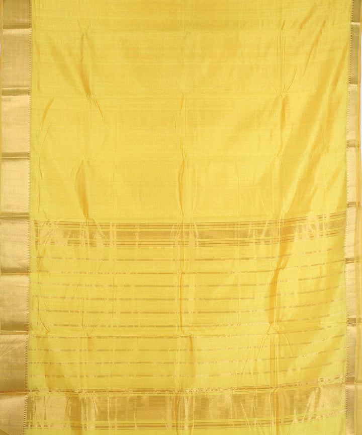 Yellow gold zari border handwoven mangalagiri cotton silk saree