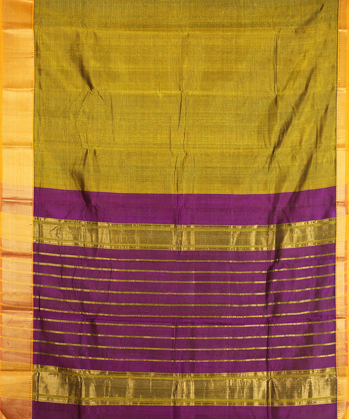 Dark green gold zari border handwoven mangalagiri cotton silk saree