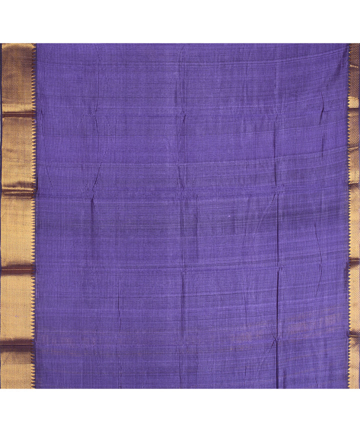 Navy blue gold zari border handwoven mangalagiri cotton silk saree