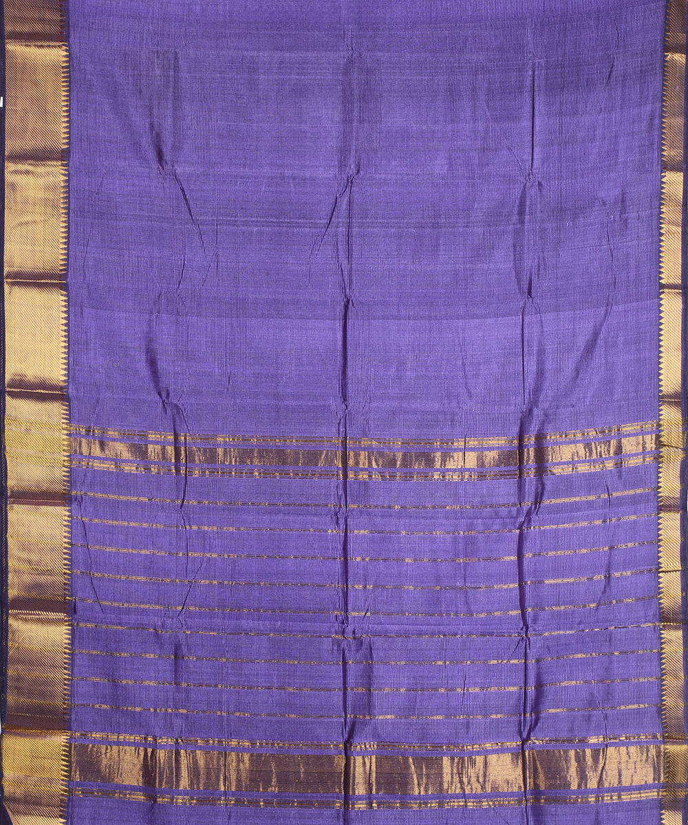 Navy blue gold zari border handwoven mangalagiri cotton silk saree